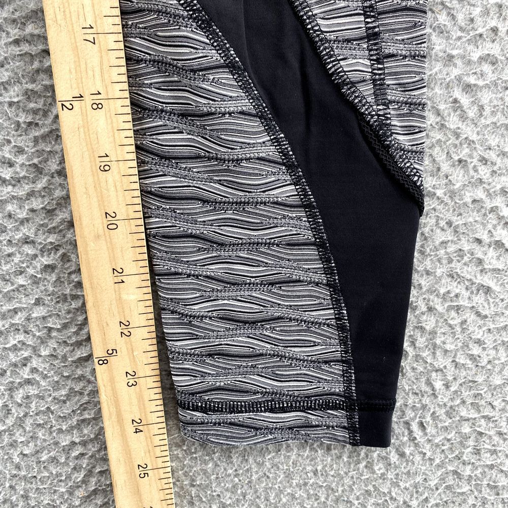 Lululemon Leggings 4 Gray Wavy Print Zipped Pockets Athletic Ankle Jogging Women - Picture 6 of 13